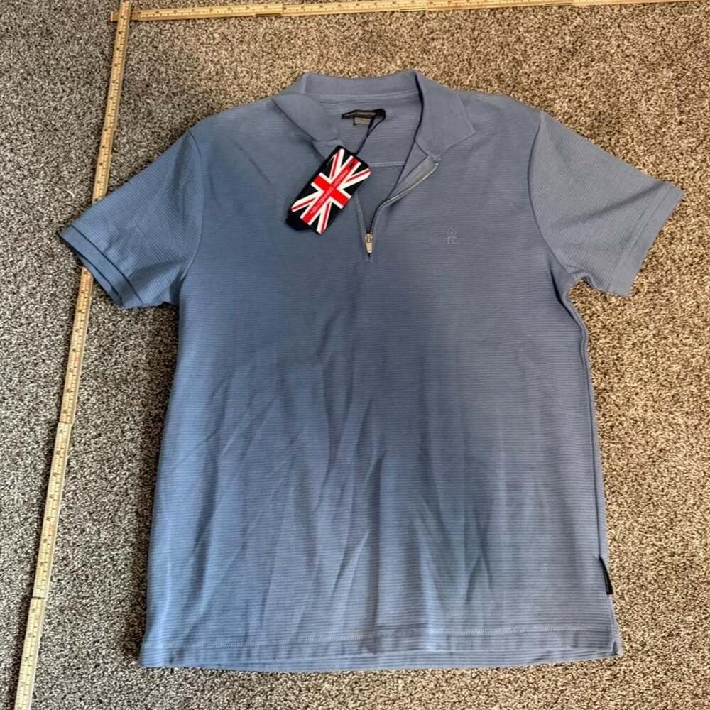 French Connection Blue Zip Polo Shirt
